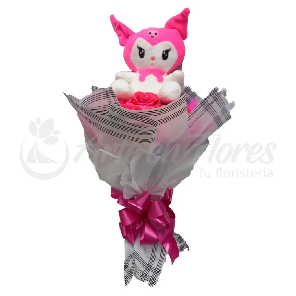 Bouquet con Peluche Búho Rosado