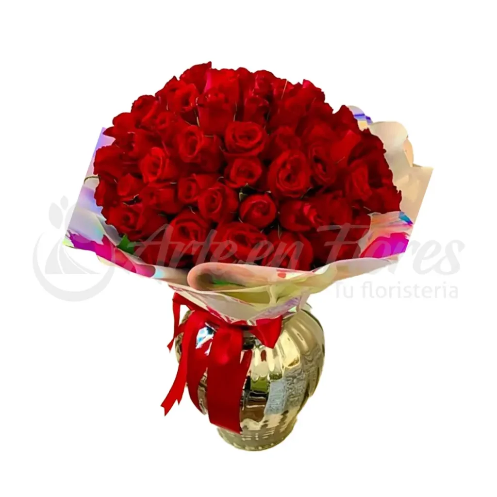 Florero clásico de rosas